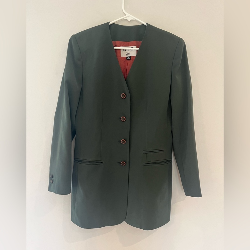 Kasper Dark Green Long Blazer Jacket